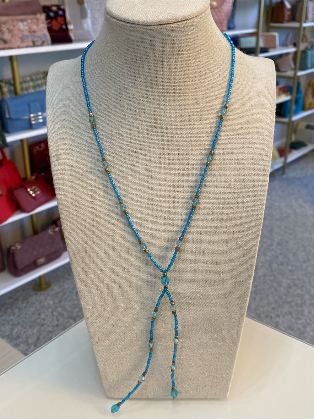 Blue beaded necklace